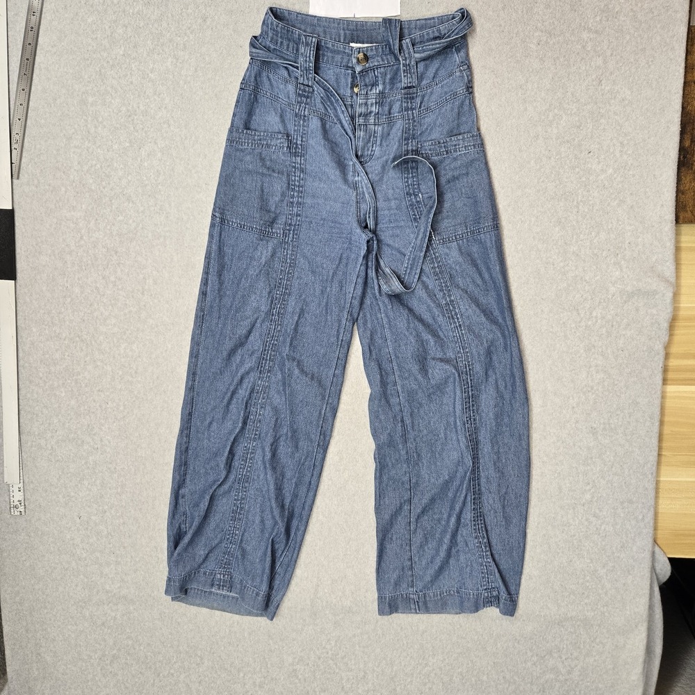 American Eagle Outfitters‎ Women Pants 2 Blue Denim Belted Baggy Skater Y2K